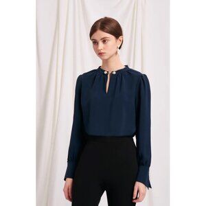 Petite Studio NYC Buvette Pearl Blouse in Navy - Brand New without Tags